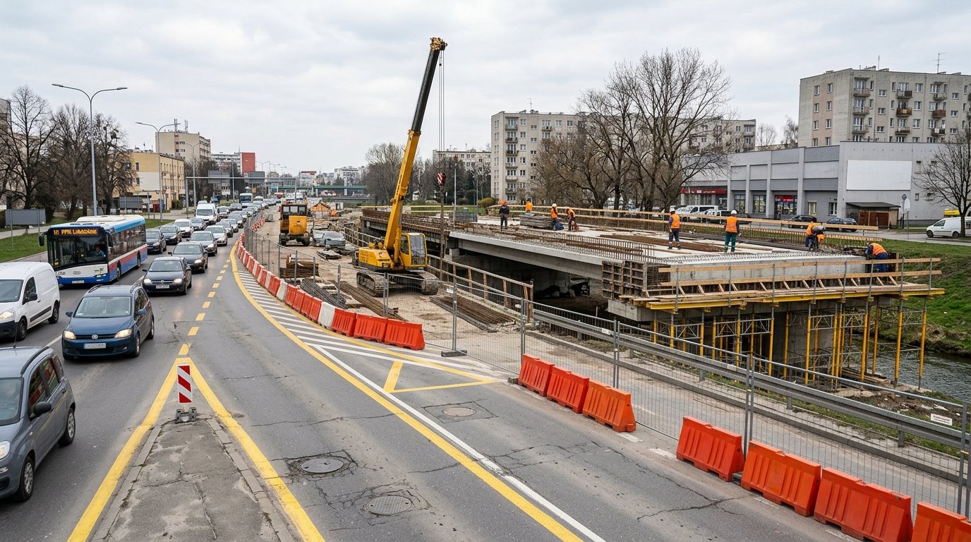 Kluczowy etap budowy mostu na Al. Unii Lubelskiej. Kierowcy muszą spodziewać się utrudnień