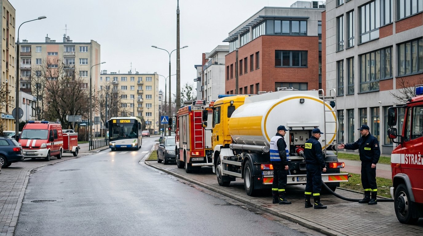 Szkolenie strażaków w Gdyni: awaryjny rozładunek cystern