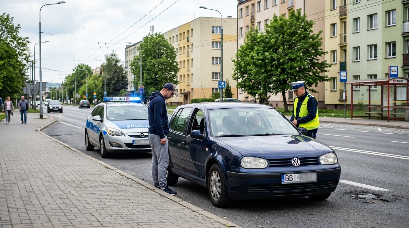 Kontrola drogowa na ul. Żywieckiej: Kierowca z zakazem i poszukiwany pasażer
